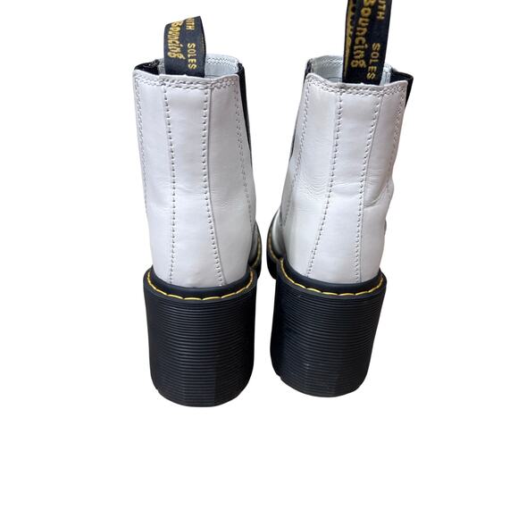 Dr. Martens White Leather Chelsea Ankle Boots Chunky Heel Platform 7 - Picture 5 of 10